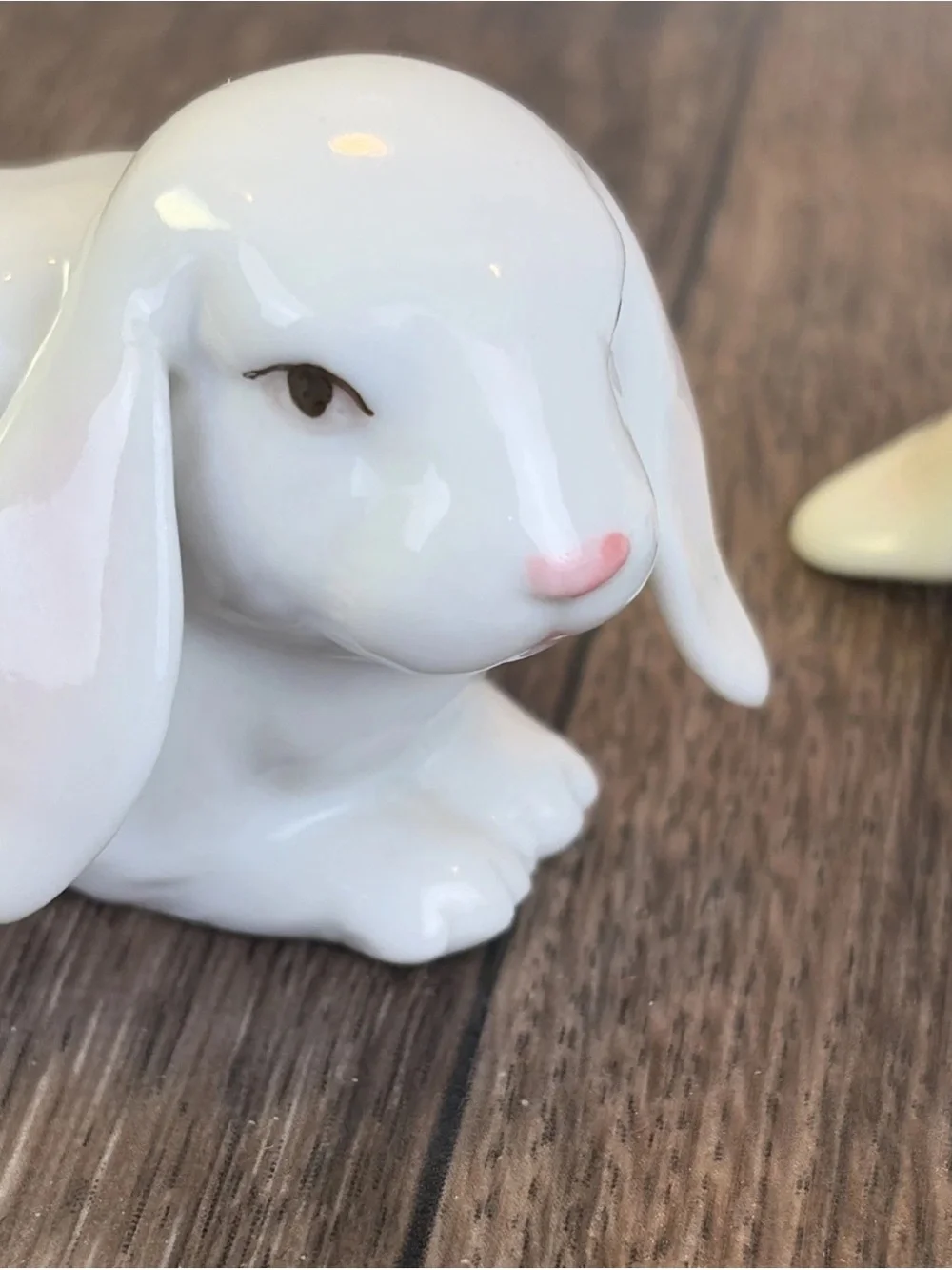 (2) Vintage OTAGIRI Japan Porcelain Easter Bunny Rabbits Glaze Figurines